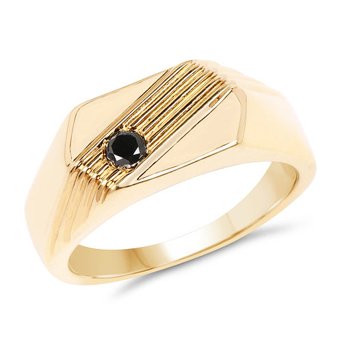 14K Yellow Gold Plated 0.12 Carat Genuine Black Diamond .925 Sterling Silver Ring Bids.com