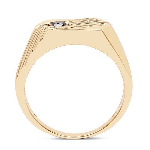 14K Yellow Gold Plated 0.12 Carat Genuine Black Diamond .925 Sterling Silver Ring Bids.com