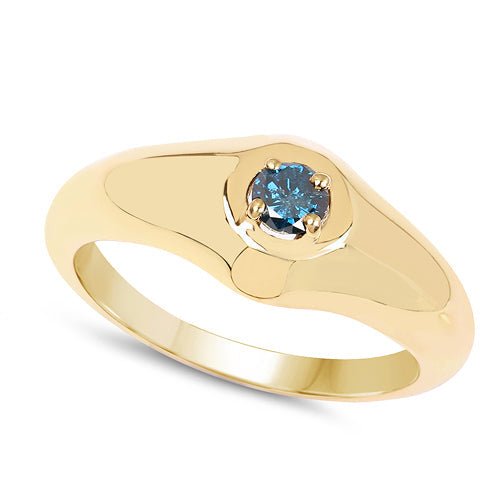 14K Yellow Gold Plated 0.20 Carat Genuine Blue Diamond .925 Sterling Silver Ring Bids.com