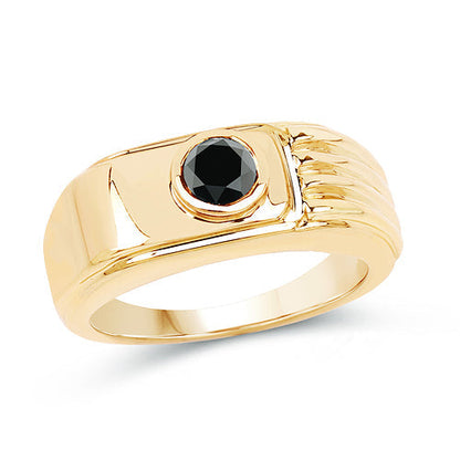 14K Yellow Gold Plated 0.25 Carat Genuine Black Diamond .925 Sterling Silver Ring Bids.com