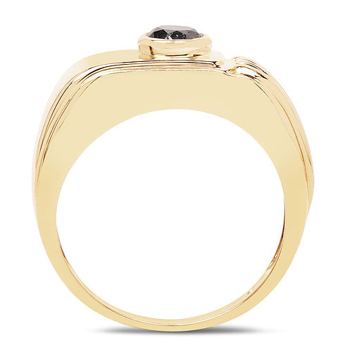 14K Yellow Gold Plated 0.25 Carat Genuine Black Diamond .925 Sterling Silver Ring Bids.com
