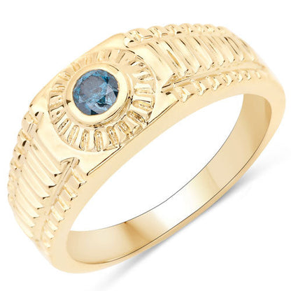 0.20 Carat Genuine Blue Diamond .925 Sterling Silver Ring Bids.com