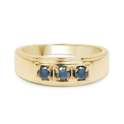 14K Yellow Gold Plated 0.33 Carat Genuine Blue Diamond .925 Sterling Silver Ring Bids.com