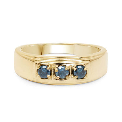 14K Yellow Gold Plated 0.33 Carat Genuine Blue Diamond .925 Sterling Silver Ring Bids.com
