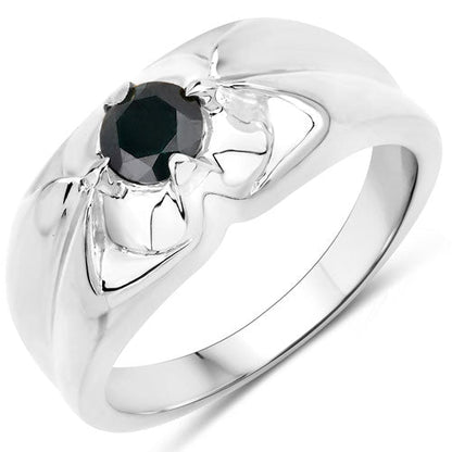 0.50 Carat Genuine Black Diamond .925 Sterling Silver Ring Bids.com