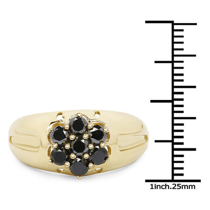 14K Yellow Gold Plated 0.98 Carat Genuine Black Diamond .925 Sterling Silver Ring Bids.com