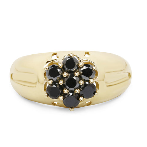14K Yellow Gold Plated 0.98 Carat Genuine Black Diamond .925 Sterling Silver Ring Bids.com