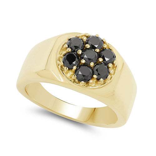 14K Yellow Gold Plated 0.98 Carat Genuine Black Diamond .925 Sterling Silver Ring Bids.com