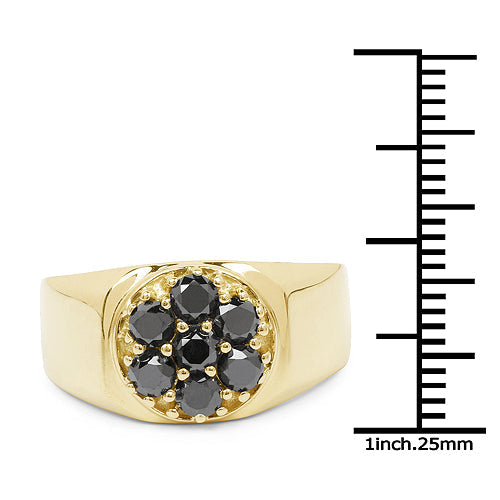 14K Yellow Gold Plated 0.98 Carat Genuine Black Diamond .925 Sterling Silver Ring Bids.com