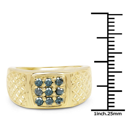 14K Yellow Gold Plated 0.36 Carat Genuine Blue Diamond .925 Sterling Silver Ring Bids.com