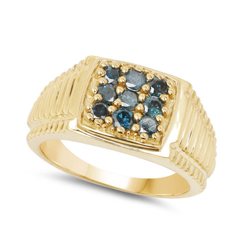 14K Yellow Gold Plated 0.63 Carat Genuine Blue Diamond .925 Sterling Silver Ring Bids.com