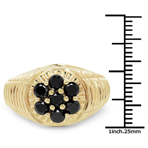 14K Yellow Gold Plated 1.40 Carat Genuine Black Diamond .925 Sterling Silver Ring Bids.com