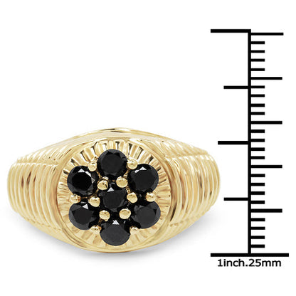 14K Yellow Gold Plated 1.40 Carat Genuine Black Diamond .925 Sterling Silver Ring Bids.com