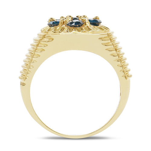 14K Yellow Gold Plated 1.40 Carat Genuine Blue Diamond .925 Sterling Silver Ring Bids.com