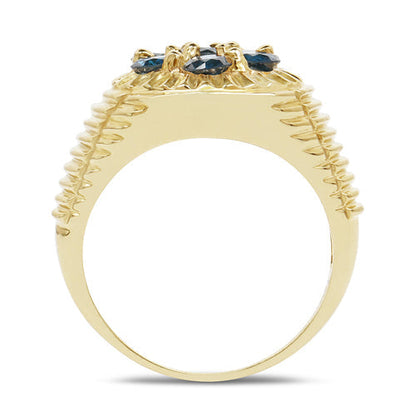 14K Yellow Gold Plated 1.40 Carat Genuine Blue Diamond .925 Sterling Silver Ring Bids.com