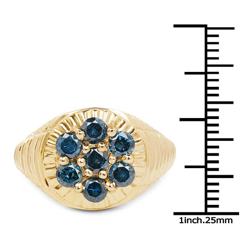 14K Yellow Gold Plated 1.40 Carat Genuine Blue Diamond .925 Sterling Silver Ring Bids.com