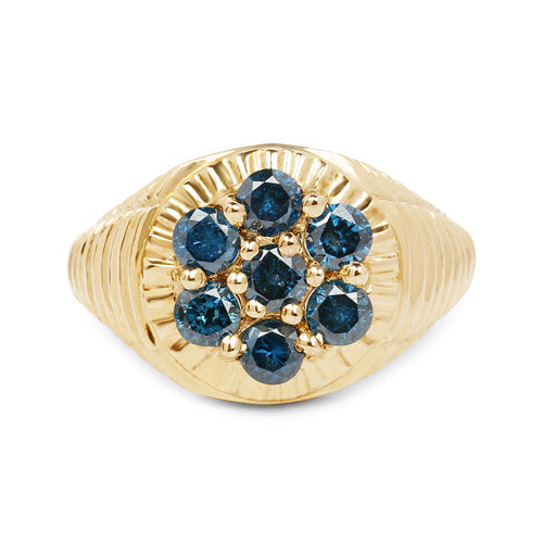 14K Yellow Gold Plated 1.40 Carat Genuine Blue Diamond .925 Sterling Silver Ring Bids.com