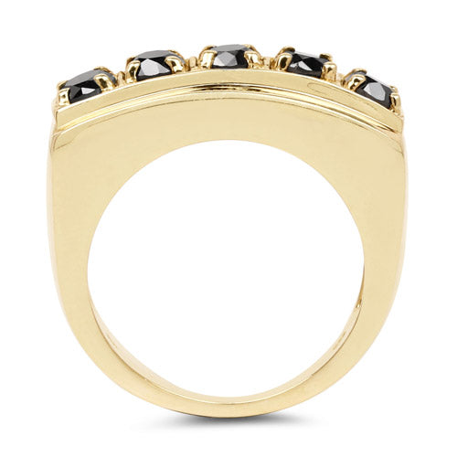 14K Yellow Gold Plated 1.25 Carat Genuine Black Diamond .925 Sterling Silver Ring Bids.com