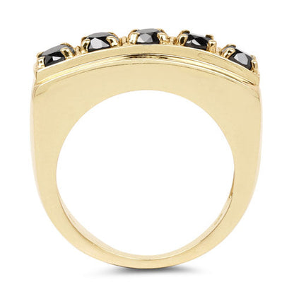 14K Yellow Gold Plated 1.25 Carat Genuine Black Diamond .925 Sterling Silver Ring Bids.com