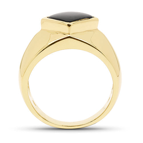 14K Yellow Gold Plated 2.00 Carat Genuine Black Onyx .925 Sterling Silver Ring Bids.com