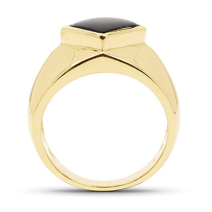 14K Yellow Gold Plated 2.00 Carat Genuine Black Onyx .925 Sterling Silver Ring Bids.com