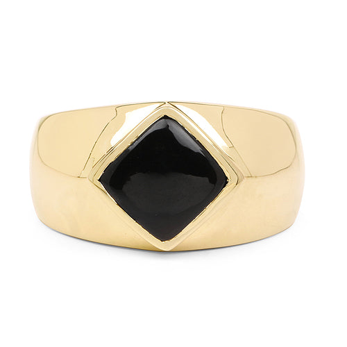 14K Yellow Gold Plated 2.00 Carat Genuine Black Onyx .925 Sterling Silver Ring Bids.com