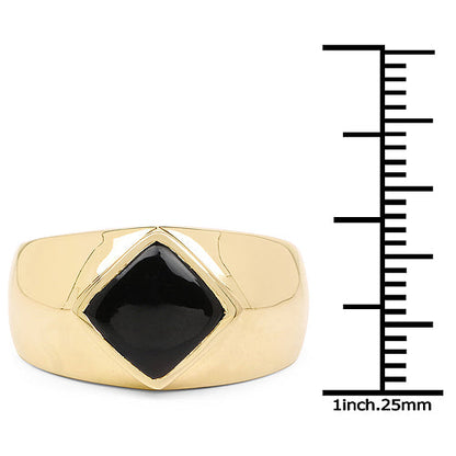 14K Yellow Gold Plated 2.00 Carat Genuine Black Onyx .925 Sterling Silver Ring Bids.com