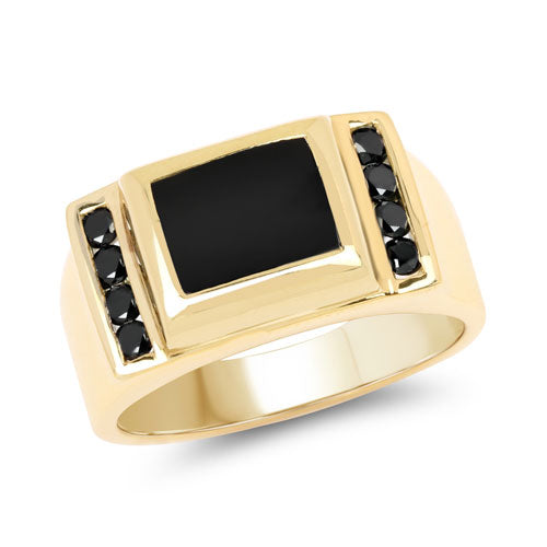 2.14 Carat Genuine Black Onyx and Black Diamond .925 Sterling Silver Ring Bids.com