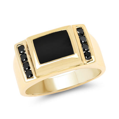 2.14 Carat Genuine Black Onyx and Black Diamond .925 Sterling Silver Ring Bids.com