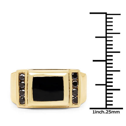 2.14 Carat Genuine Black Onyx and Black Diamond .925 Sterling Silver Ring Bids.com