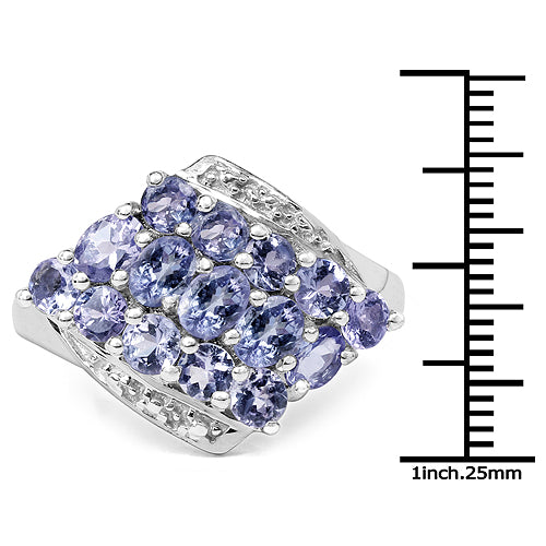 1.85 Carat Genuine Tanzanite .925 Sterling Silver Ring Bids.com