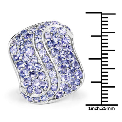 3.65 Carat Genuine Tanzanite .925 Sterling Silver Ring Bids.com