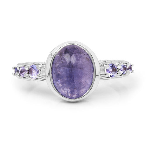 3.82 Carat Genuine Tanzanite .925 Sterling Silver Ring Bids.com