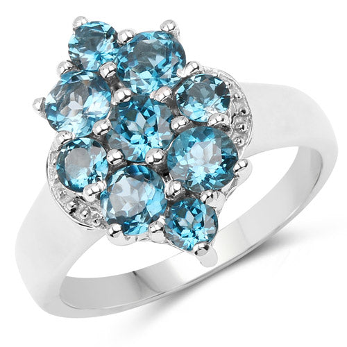 2.16 Carat Genuine London Blue Topaz .925 Sterling Silver Ring Bids.com