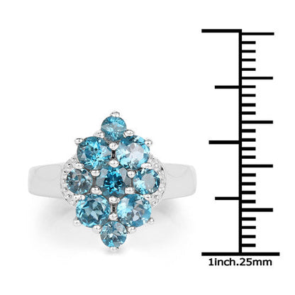 2.16 Carat Genuine London Blue Topaz .925 Sterling Silver Ring Bids.com