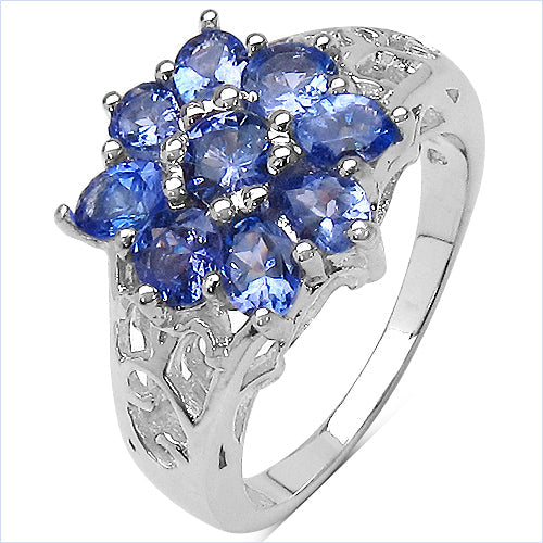 1.65 Carat Genuine Tanzanite .925 Sterling Silver Ring Bids.com
