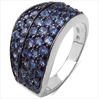 1.68 Carat Genuine Tanzanite .925 Sterling Silver Ring Bids.com