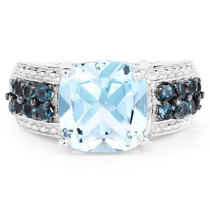 4.98 Carat Genuine Blue Topaz and London Blue Topaz .925 Sterling Silver Ring Bids.com