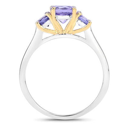 Two Tone Plated 1.07 Carat Genuine Tanzanite .925 Sterling Silver Ring Bids.com