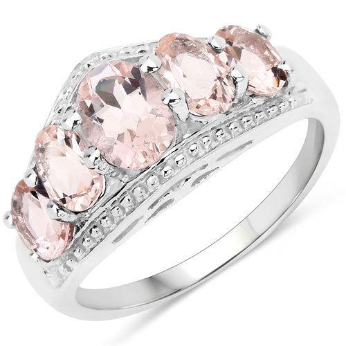 1.96 Carat Genuine Morganite .925 Sterling Silver Ring Bids.com