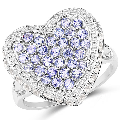 1.81 Carat Genuine Tanzanite and White Topaz .925 Sterling Silver Ring Bids.com