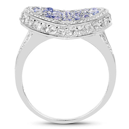 1.81 Carat Genuine Tanzanite and White Topaz .925 Sterling Silver Ring Bids.com