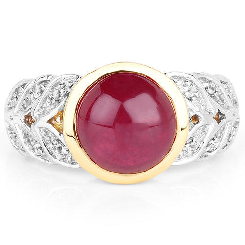 5.11 Carat Glass Filled Ruby and White Topaz .925 Sterling Silver Ring Bids.com
