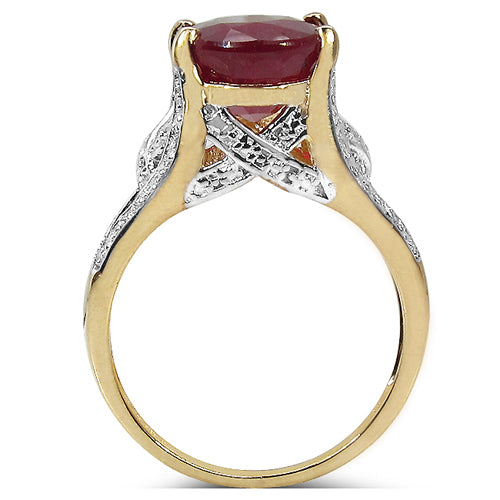 14K Yellow Gold Plated 4.00 Carat Genuine Ruby .925 Sterling Silver Ring Bids.com