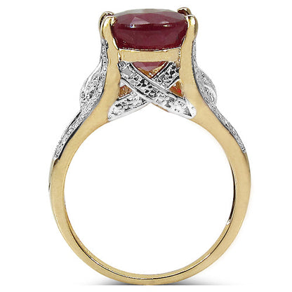14K Yellow Gold Plated 4.00 Carat Genuine Ruby .925 Sterling Silver Ring Bids.com