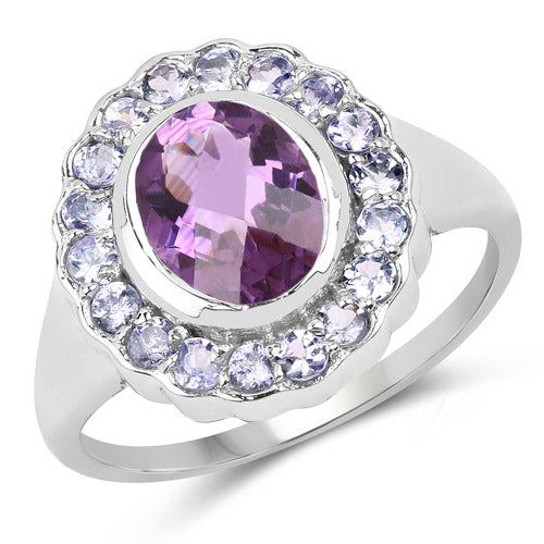 2.53 Carat Genuine Amethyst and Tanzanite .925 Sterling Silver Ring Bids.com