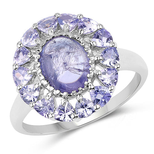 3.85 Carat Genuine Tanzanite .925 Sterling Silver Ring Bids.com