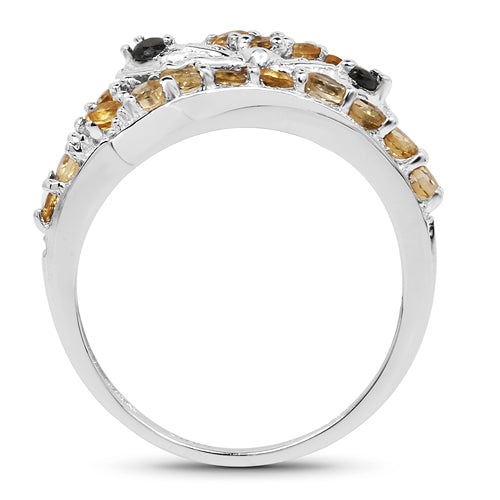 1.00 Carat Genuine Citrine & Black Spinel .925 Sterling Silver Ring Bids.com