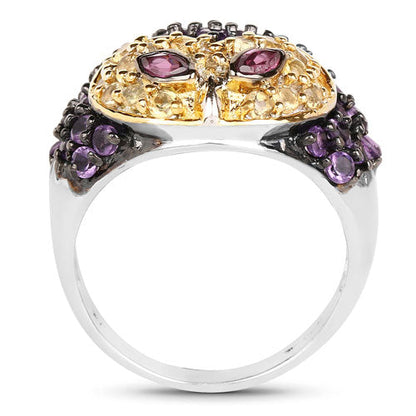 2.01 Carat Genuine Rhodolite and Amethyst .925 Sterling Silver Ring Bids.com