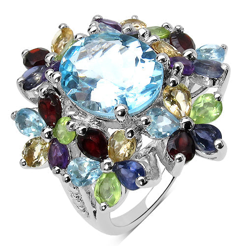 10.34 Carat Genuine Multi Stone .925 Sterling Silver Ring Bids.com